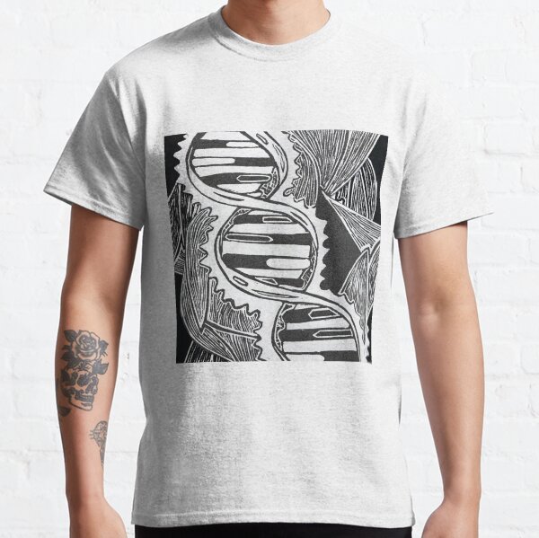 lino cut dna strand Classic T-Shirt