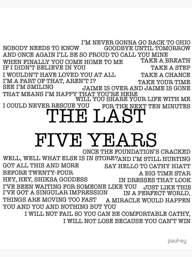 The Last Five Years Lyrics Greeting Card By Paul Ey Redbubble