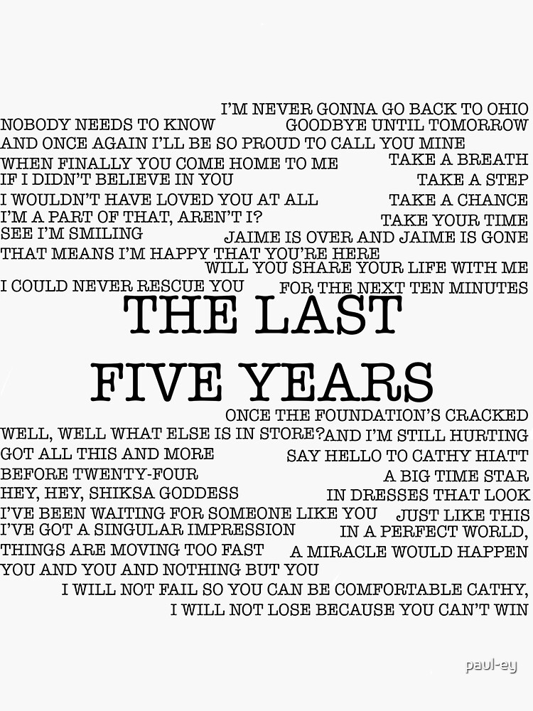 the-last-five-years-lyrics-sticker-for-sale-by-paul-ey-redbubble