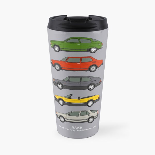 Saab Classic Car Outline Illustration Travel Mug