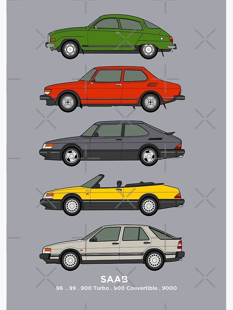 "Saab Classic Car Outline Illustration" Photographic Print for Sale by