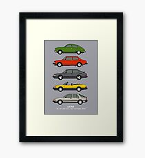 Saab Classic Car Outline Illustration Framed Print