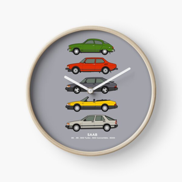Saab Classic Car Outline Illustration Clock