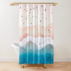 Aerial Sandy Beach Shower Curtain