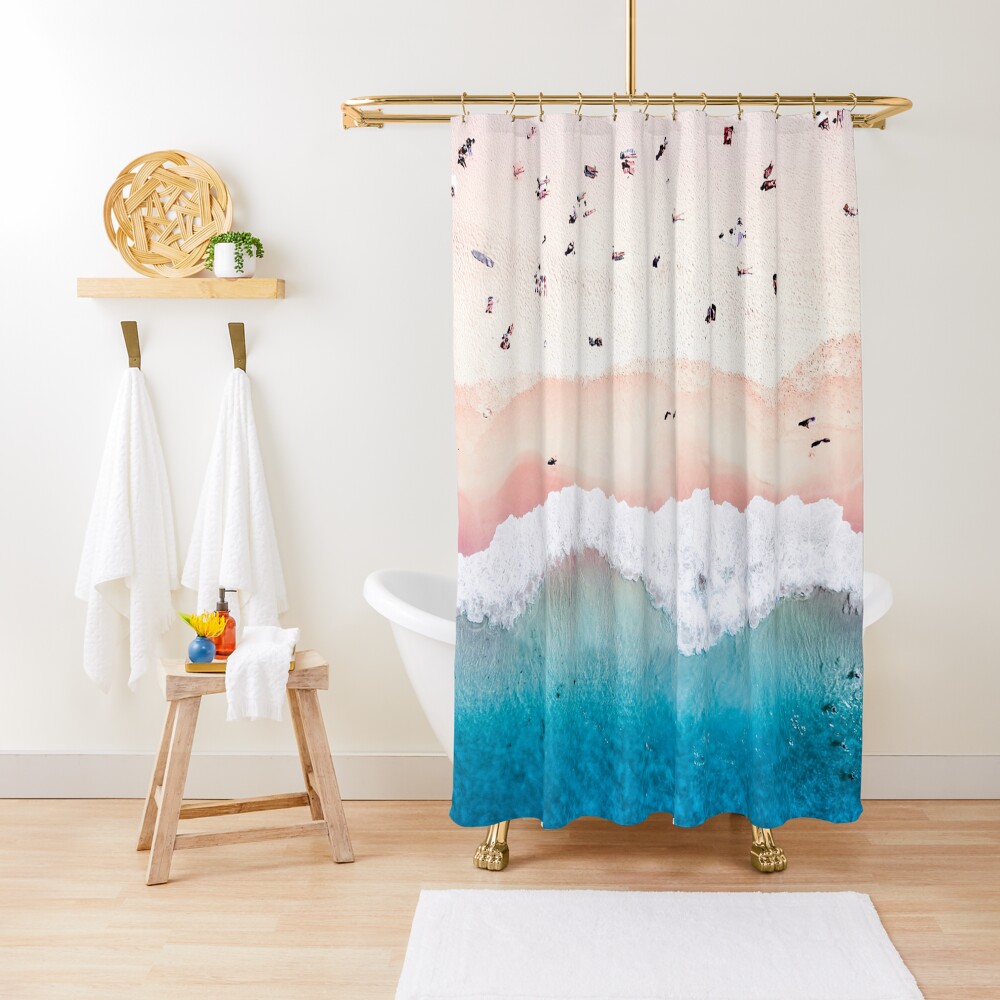 Aerial Sandy Beach Shower Curtain