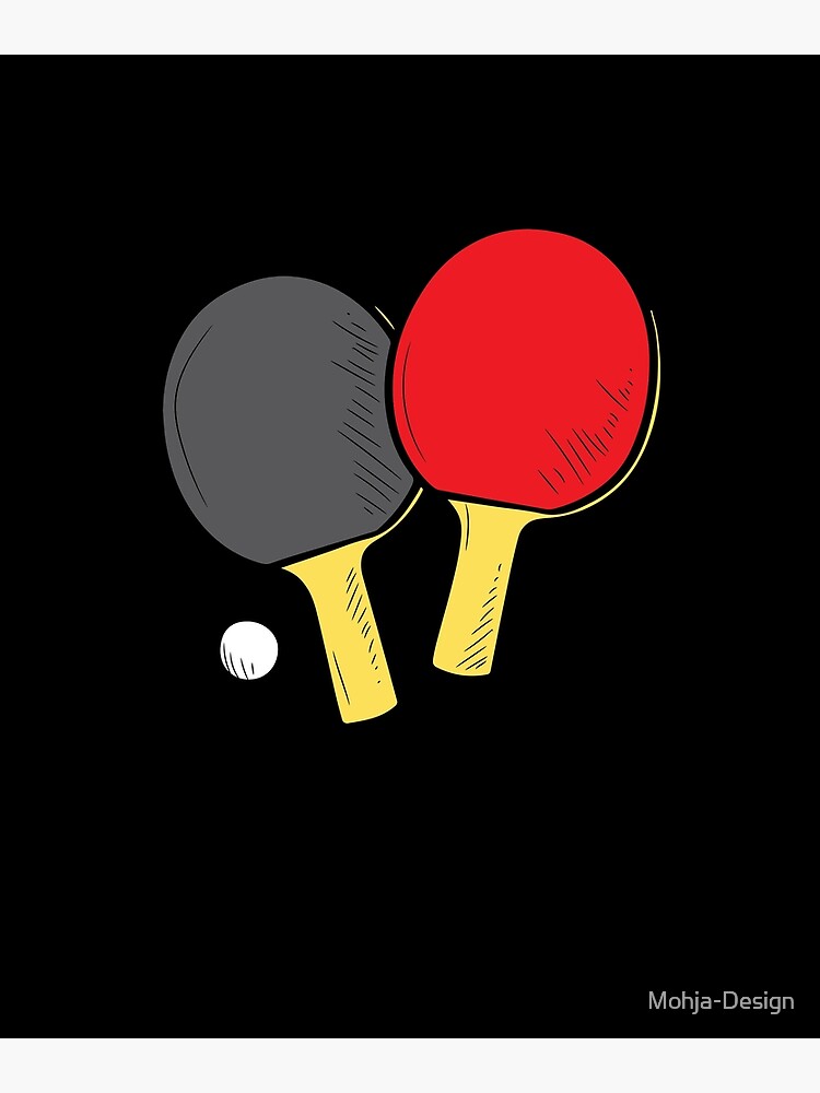 Table Tennis and Ping Pong Flat Illustration. Black and Red Paddle