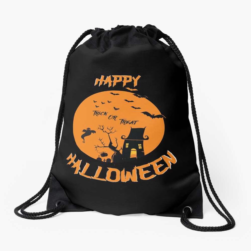 Haunted House Ghost Bat Trick Treat Gravestone RIP. Drawstring Bag