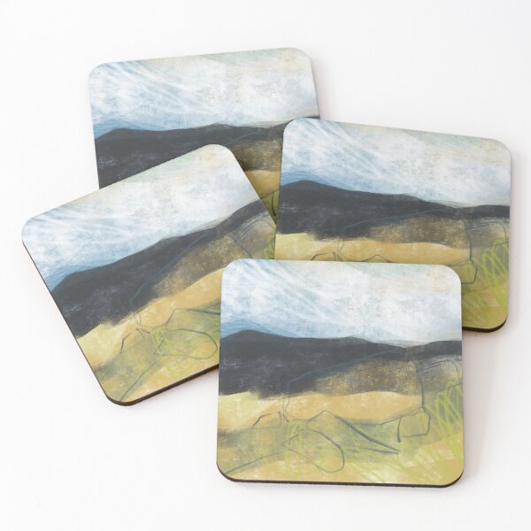 Higger Tor from Longshaw - Peak District art print Coasters (Set of 4)