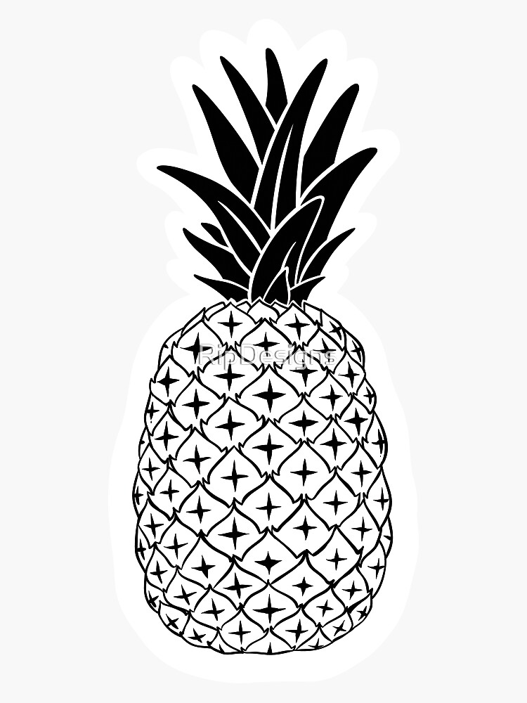 "Cute Black and White Pineapple" Sticker for Sale by RipDesigns Redbubble