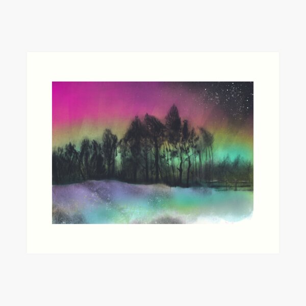 Northern Lights Over Ringinglow - Peak District Landscape Art Print