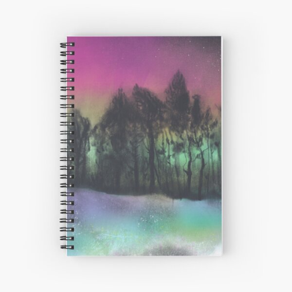 Northern Lights Over Ringinglow - Peak District Landscape Spiral Notebook