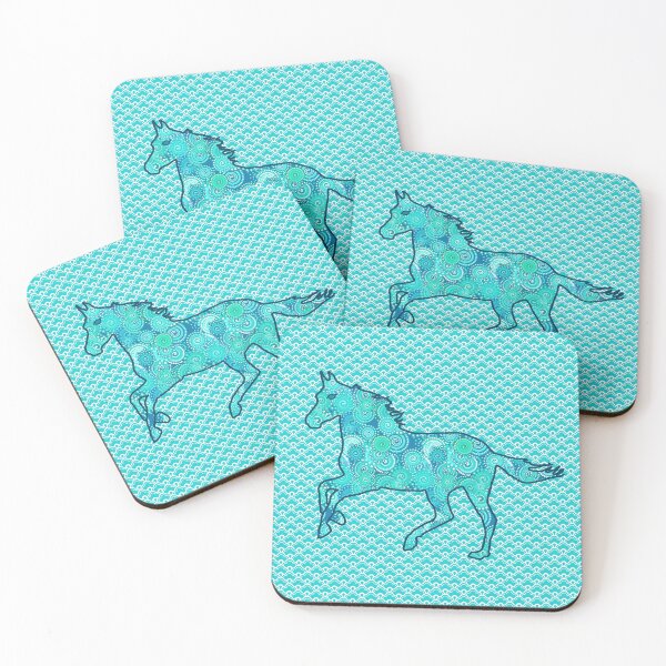 Item preview, Running Horse Silhouette, Turquoise and Aqua designed and sold by Marymarice.