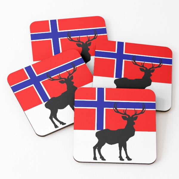 Item preview, Norwegian Flag with Caribou / Reindeer Silhouette by Orikall designed and sold by HippieWorks.