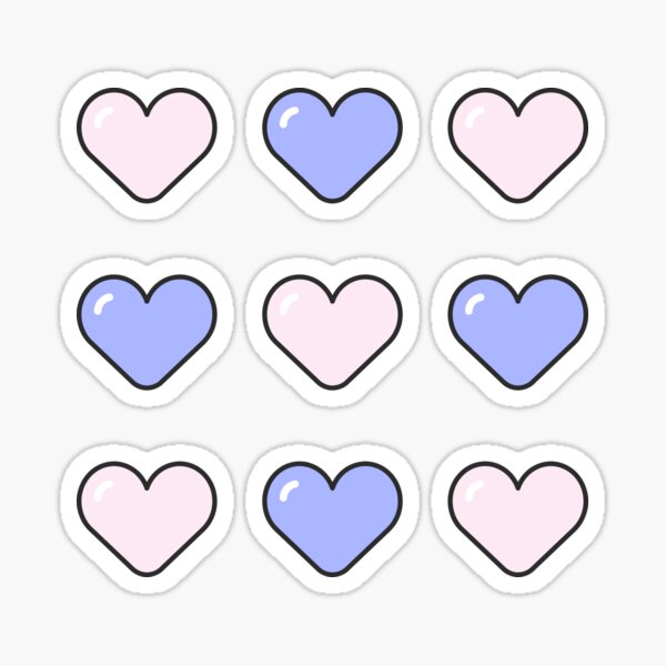 Pink Hearts and Blue Hearts Sticker