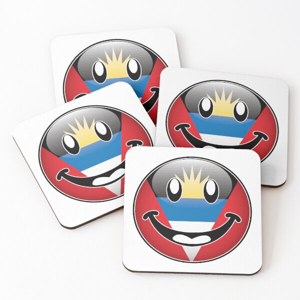 Item preview, Antigua and Barbuda Flag Happy Face Smiley Emoji Button designed and sold by IdentiTee Studios.