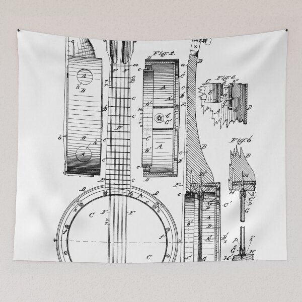 Item preview, Banjo Patent 1882 - Black designed and sold by InkedArtPrints.