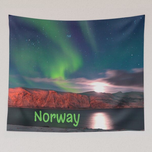 Item preview, Norway Scandinavian Northern Lights Red Cliffs Trolltunga designed and sold by mwagie.