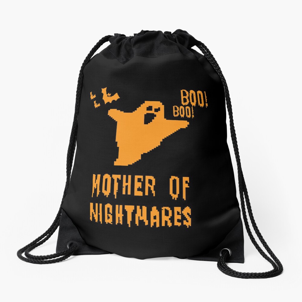 Mother of Nightmares Spooky Scary Pixel Ghost Bat. Drawstring Bag
