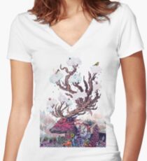 Journeying Spirit (deer) Women's Fitted V-Neck T-Shirt