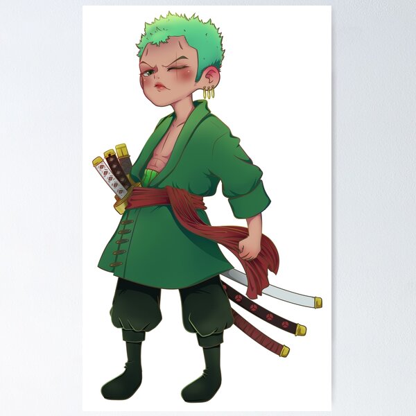 zoro kawai chibi cute, onepiece anime. vector design and doodle