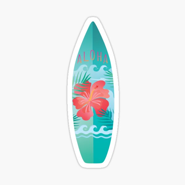 Beach Themed Hawaiian Surf board Sticker