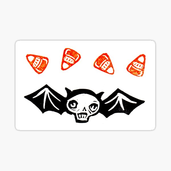 Skull Bat and Candy Corn Sticker