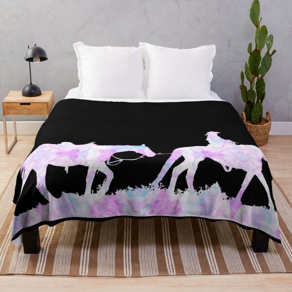 Item preview, Pink Blue Marbled Western Horses designed and sold by FaithAndForest.