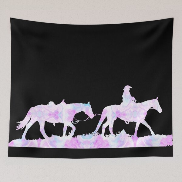 Item preview, Pink Blue Marbled Western Horses designed and sold by FaithAndForest.