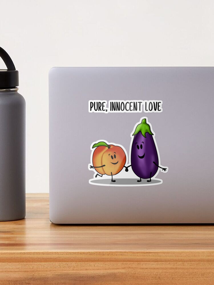 Peaches and eggplants Sticker for Sale by DesignDoubleP