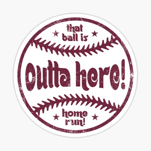 Outta Here, Retro Ball - Blue Sticker for Sale by SaturdayACD