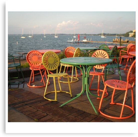 "UW Madison Union Terrace Chairs and Water Background" Canvas Print by
