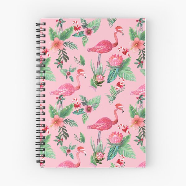 Item preview,  Pink Flamingo in Santa Hat  with candy canes, holly and exotic flowers in watercolor designed and sold by MagentaRose.