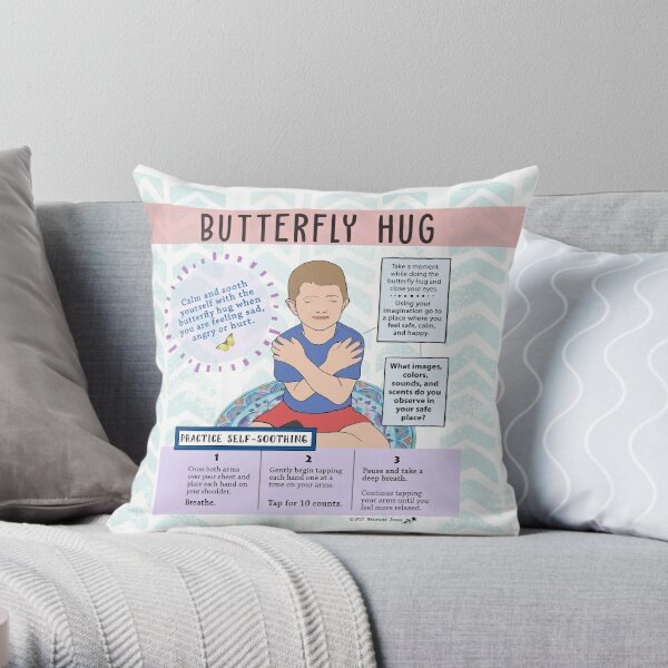 Butterfly hug Poster- coping skills - Self Care CBT DBT Throw Pillow