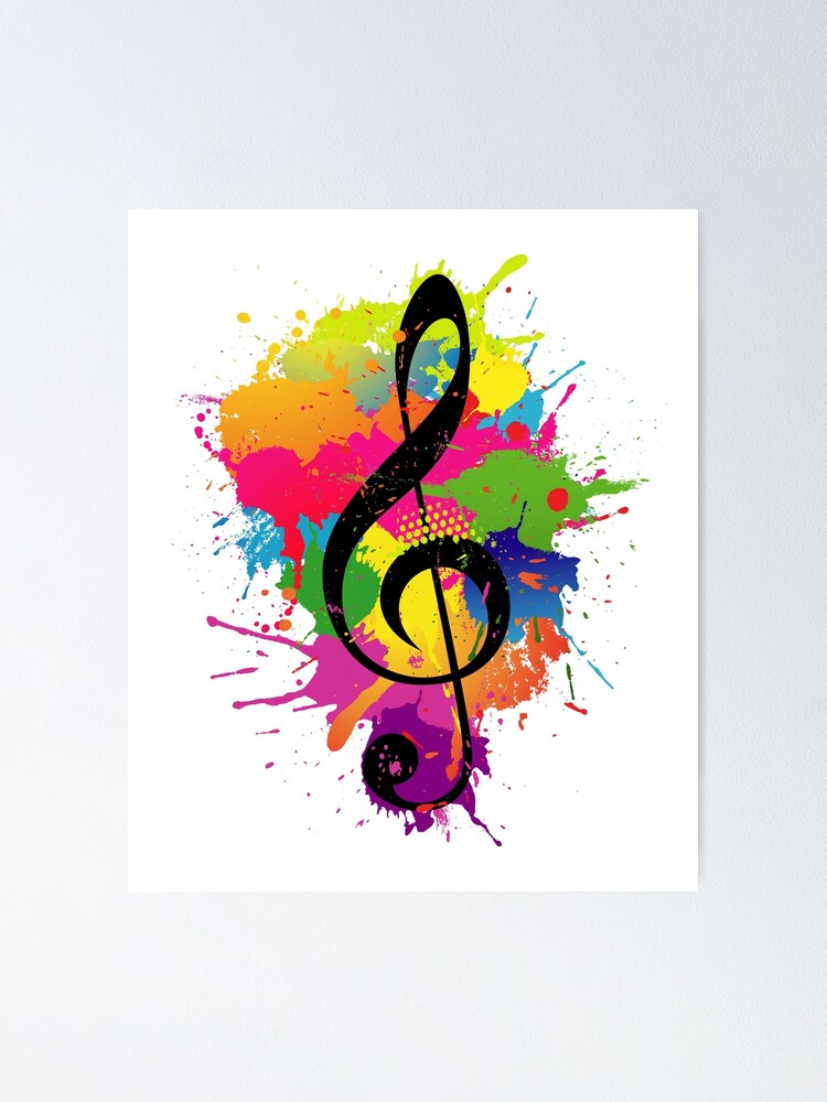 musical notes colour paint splash canvas print picture 
