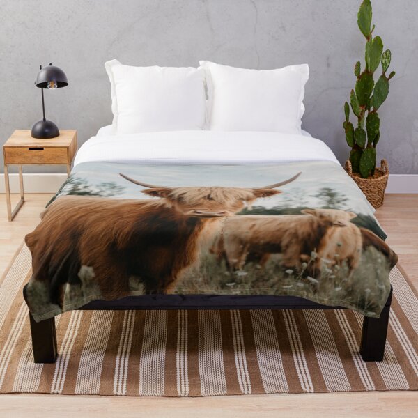 Curious Highland Cow Throw Blanket