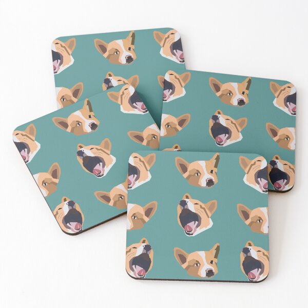 Item preview, Corgi happy faces pattern designed and sold by Bug & Brush.