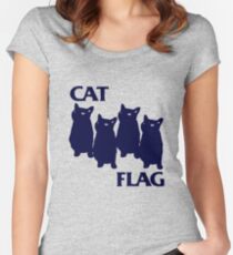 Cat Flag Funny Black Flag Women's Fitted Scoop T-Shirt