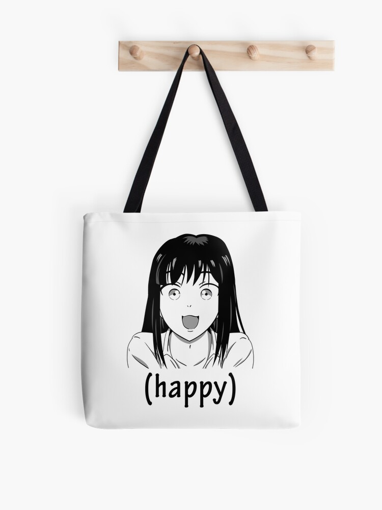 Anime Manga Gluckliches Lacheln Aufgeregtes Gesicht Nettes Madchen Meme Stofftasche Von Benjamintorres Redbubble