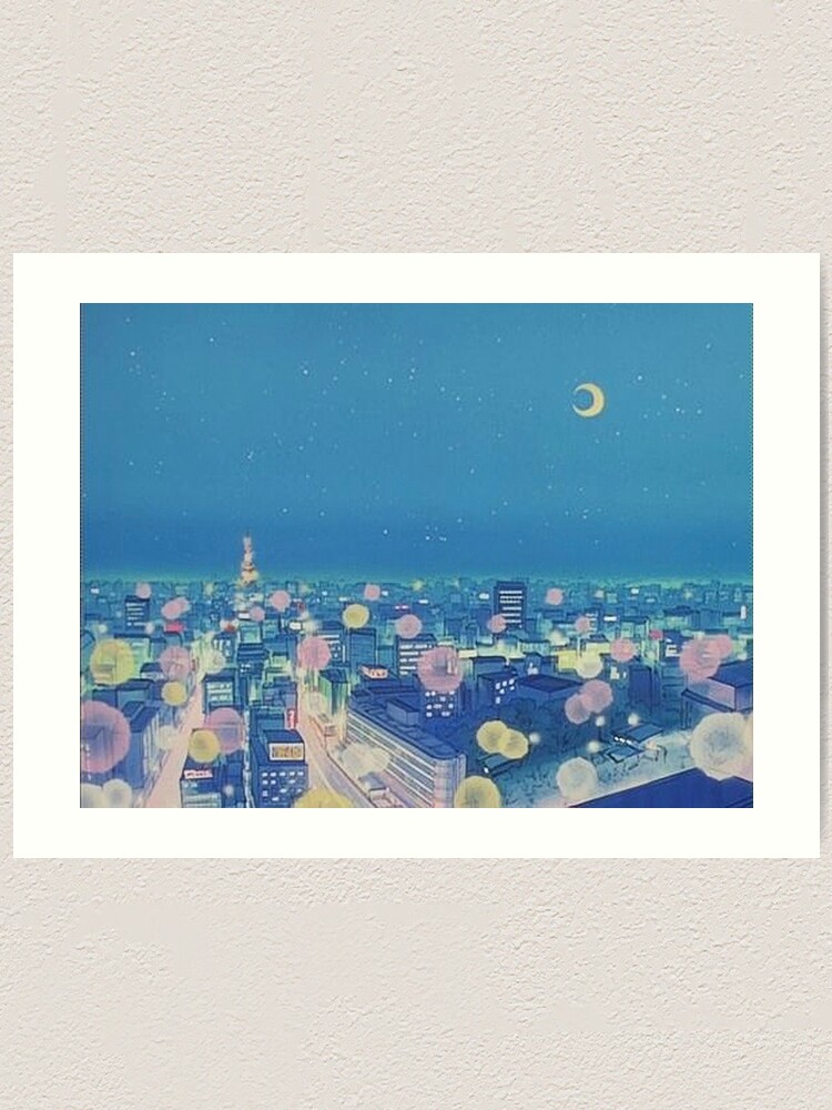 Sailor Moon Background City At Night Art Print By Freshfroot