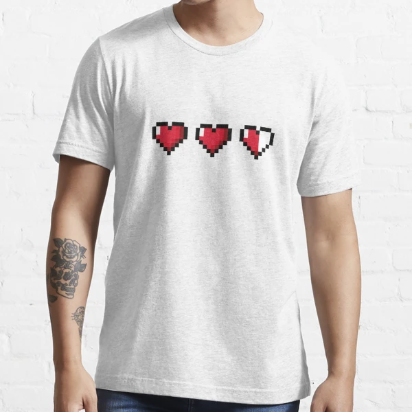 Retro 8 Bit Video Game Pixelated Half Heart Short-Sleeve T-Shirt