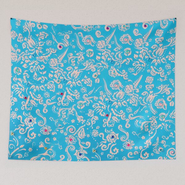 Item preview, Acrylic painting, light blue floral designed and sold by Hagar Cohen.