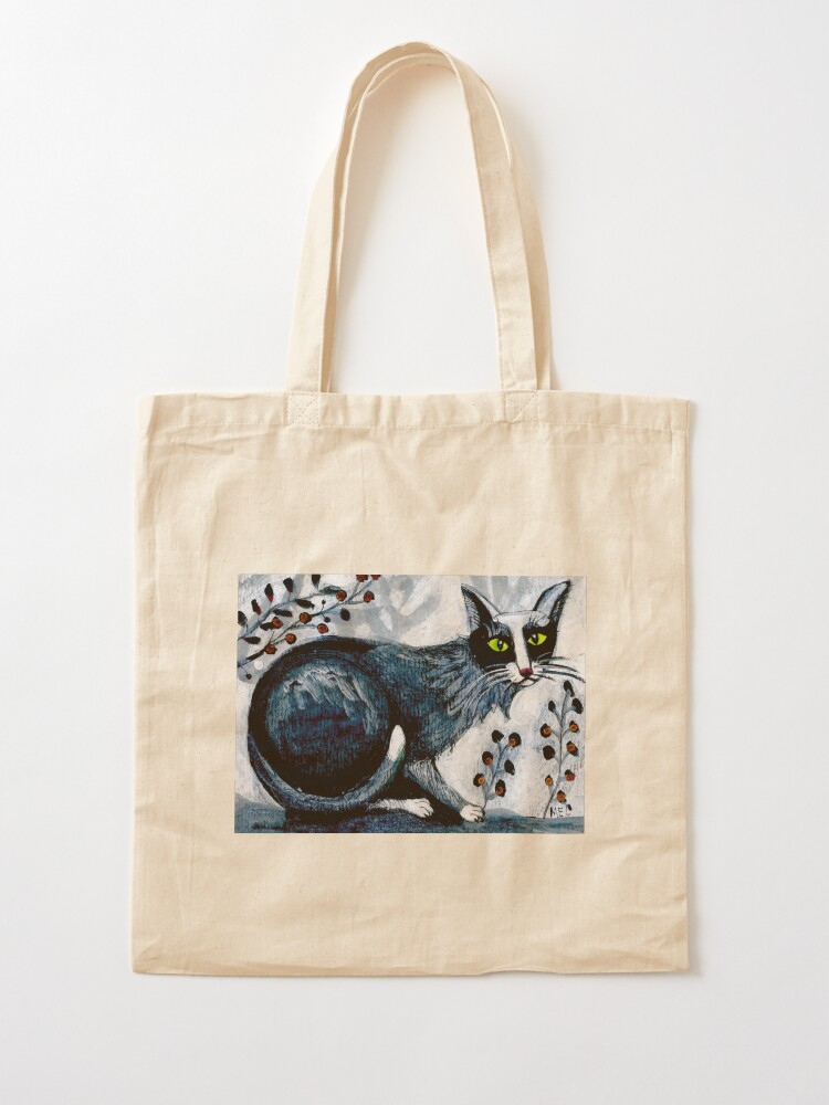 Alternate view of Tuxedo cat, black cat, pet portrait, cute pets, cat art Tote Bag