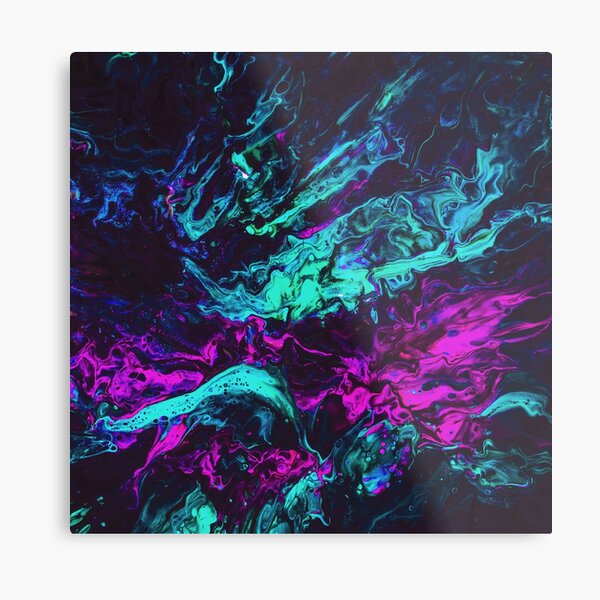 Abstract Pouring Paint Metal Print