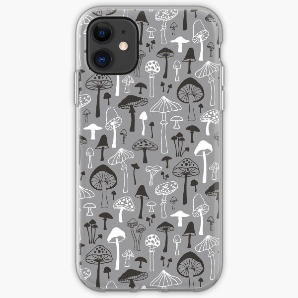 Mushrooms in Grey iPhone Soft Case