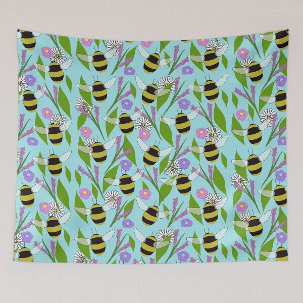Item preview, beautiful bumble bees amongst flowers designed and sold by designInk.