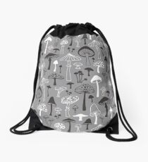 Mushrooms in Grey Drawstring Bag
