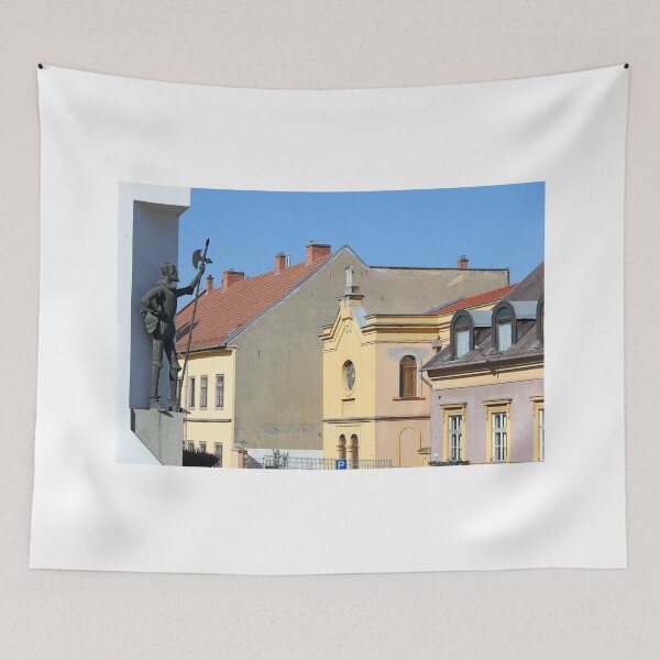 Item preview, old houses and knight sculpture street in Eger Hungary designed and sold by goceris.