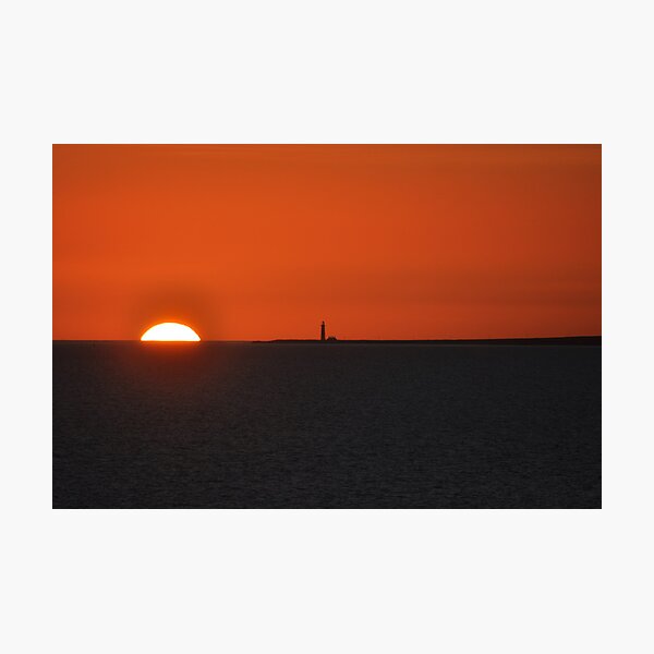 Sunset with lighthouse on Atlantic Photographic Print