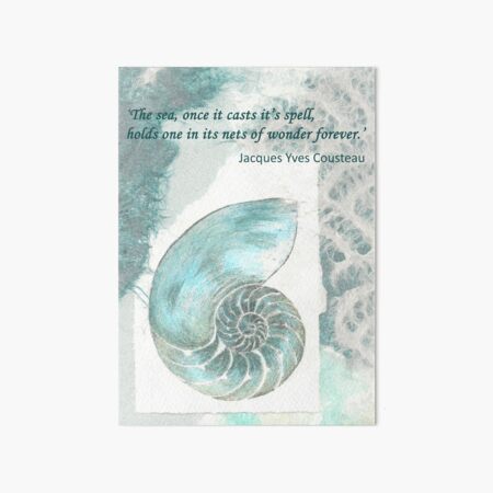 'The sea once it casts it's spell... - Cousteau Art Board Print