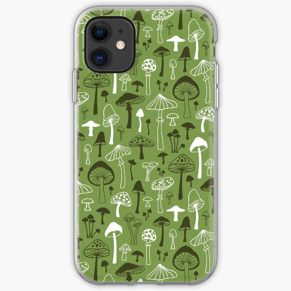 Mushrooms in Green iPhone Soft Case